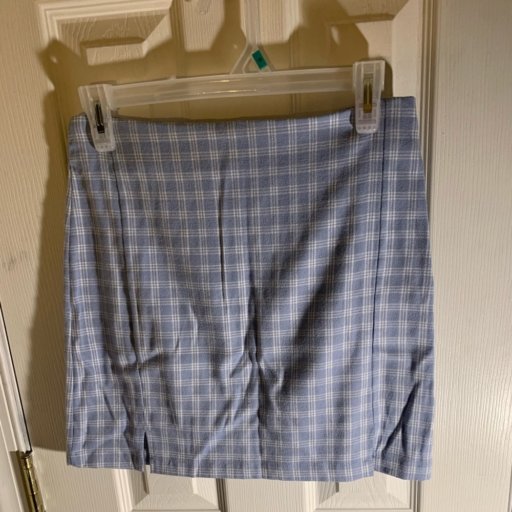 Blue plaid skirt